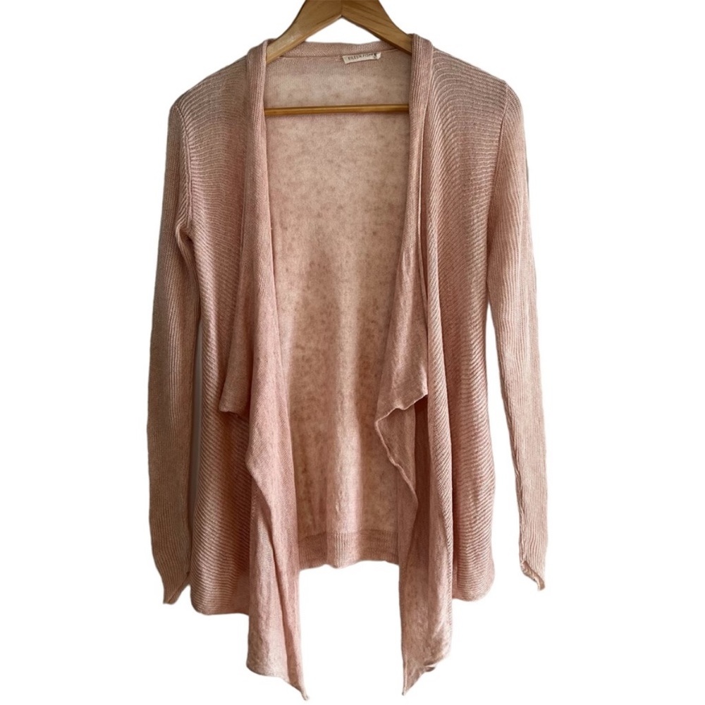 Eileen Fisher linen soft pink waterfall cardigan lightweight excellent condition